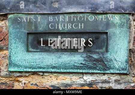 La grande église St Barthélemy - Londres lettre fort altérée. Fondée 1123 l'église était un endroit pour le film Quatre mariages et un Enterrement Banque D'Images