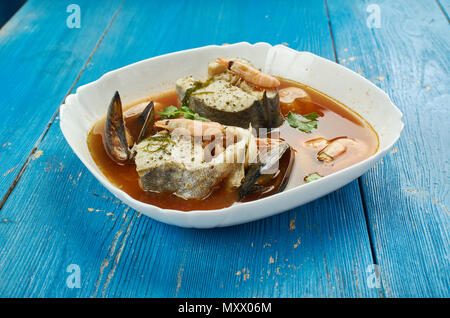 Suquet de peix - soupe de poisson française, Close up Banque D'Images