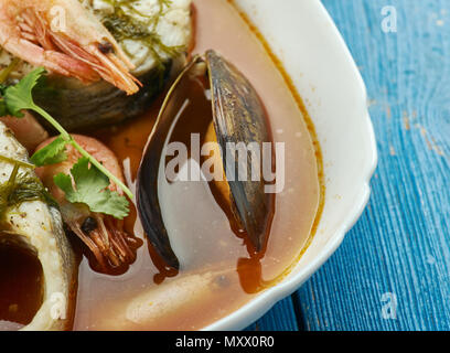 Suquet de peix - soupe de poisson française, Close up Banque D'Images
