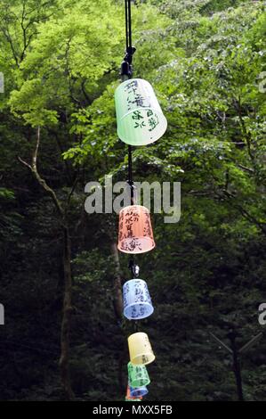 Lampions colorés à Akame 48 chutes d'eau : sentiers de randonnées mystérieuses, des arbres géants et des formations rocheuses, la nature intacte, une végétation luxuriante et l'eau en cascade Banque D'Images