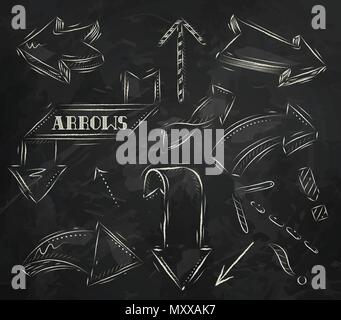 Arrow dessin stylisé à la craie sur le tableau noir Illustration de Vecteur