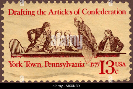 Les articles de la Confédération Constitution USA premier timbre-poste Banque D'Images