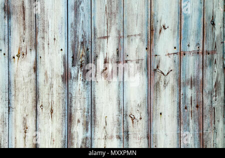 Vieux grungy et patiné gris et blanc en bois peint bleu planche murale texture background patinées par une longue exposition aux intempéries à l'extérieur et avec Banque D'Images