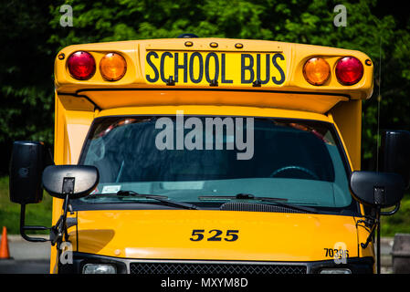 Les autobus scolaires stationnés sur week-end Banque D'Images