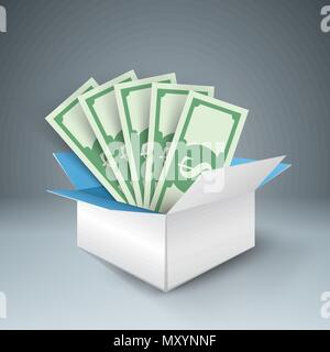 Grande boîte avec de l'argent, dolor. Illustration de Vecteur