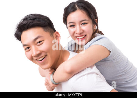 Portrait of young happy smiling couple. Banque D'Images