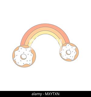 Cute cartoon rainbow avec donuts colorés vecteur illustration Illustration de Vecteur