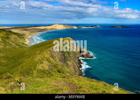 Le littoral du cap Reinga, île du Nord, Nouvelle-Zélande Banque D'Images