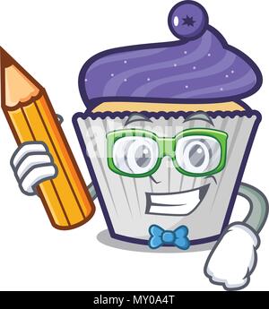 Cartoon caractères cupcake blueberry étudiant Illustration de Vecteur