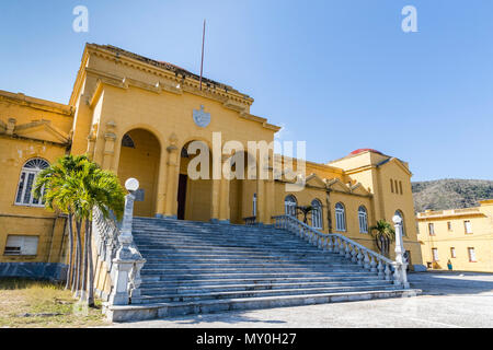 Vue extérieure de l'escalier de marbre entrée de Presidio Modelo, prison modèle, Juventud, Cuba Banque D'Images