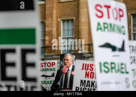 Londres, Angleterre. 5 juin, 2018. Campagne de solidarité palestinienne, Londres : manifestation de protestation de la Palestine - Arrêtons le massacre - Arrêter d'armer Israël. Crédit : Brian Duffy/Alamy Live News Banque D'Images