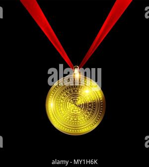 Médaille d'or jaune Illustration de Vecteur