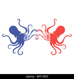 L'icône colorée Octopus. Stilized Logo Design. Symbole de la mer. Banque D'Images