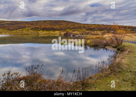 Dans Vifilsstadavatn Gardabaer, banlieue de Reykjavik, Islande Banque D'Images