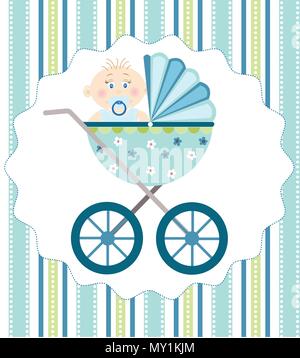 Arrivée bébé garçon, bébé douche Illustration de Vecteur