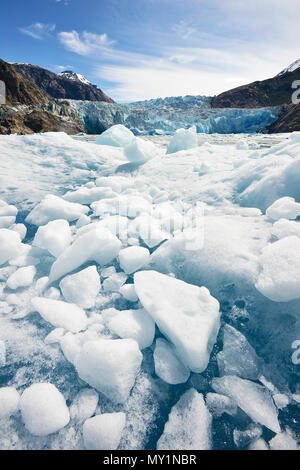 Les glaces à la dérive et à l'eau de fonte du glacier Sawyer, fjord Tracy Arm, en Alaska, le Pacifique Nord, USA Banque D'Images