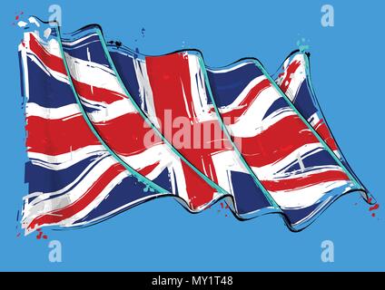 Vector Illustration d'un grange British Waving Flag. Tous les éléments parfaitement sur des couches bien définies Illustration de Vecteur