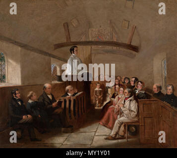 . English : 'un sermon à l'église Saint-Laurent, Île de Wight' . Entre 1833 et 1849. Richard Henry Clements Ubsdell Ubsdell 469-r-h-C-act-1833-1849-un-un-sermon-at-st-laurent-s-Chur Banque D'Images