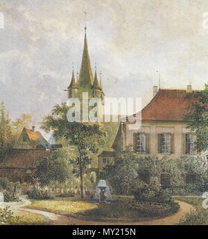 . "Schwaigern, Blick vom Schloßpark auf Schloß und Stadtkirche" . 14 octobre 2006. par Pieter Francis Peters (1818-1903), Aquarell, 1851 478 Schwaigern-Peters-1851 Banque D'Images