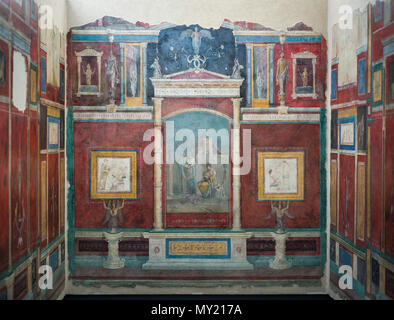 Rome. L'Italie. Reconstruction de chambre de fresques (cubiculum) à partir de la Casa della Farnesina (aka Villa della Farnesina). Palais Massimo alle Terme, Mus Banque D'Images