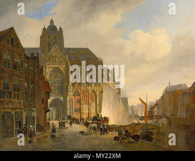 . Anglais : Vue de la cathédrale de 's-Hertogenbosch, huile sur bois, 46,5 x 57,5 cm . 19e siècle. anonymous peintre 467 s-Hertogenbosch Pays-bas cathédrale 19e c Banque D'Images