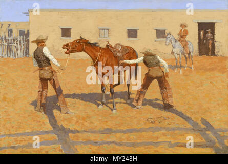 . Anglais : Frederic S. Remington (1861-1909) ; son premier cours ; 1903 ; Huile sur toile ; Amon Carter Museum of American Art, Fort Worth, Texas, Collection ; Amon G. Carter 1961.231 . 22 août 2008, 09:53:00 242 Sa première Leson, 1903, par Frederic S. Remington Banque D'Images