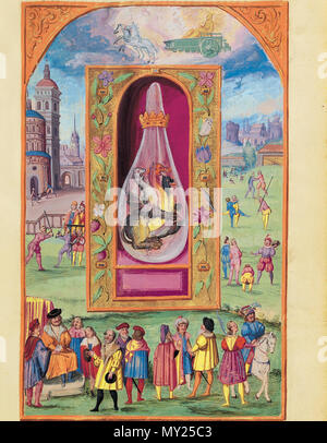 498 Splendor Solis - Traité d'Alchimie - Soleil - Le dragon à trois têtes (Les Sept Flasques) Banque D'Images