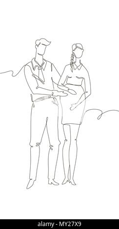 Heureux couple attend un enfant - une ligne de style design illustration Illustration de Vecteur