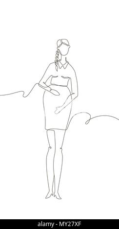 Jeune femme attend un enfant - une ligne de style design illustration Illustration de Vecteur