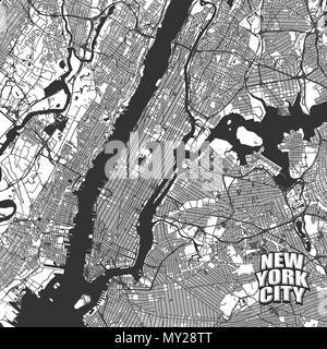 New York City carte vectorielle. De manière détaillée, en version sans les ponts et les noms. Logo NYC regroupés séparément. Illustration de Vecteur