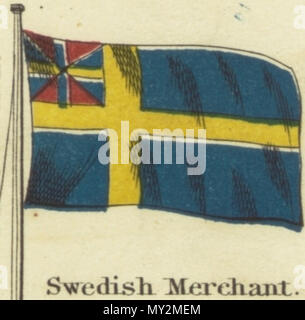 . Anglais : Swedish Marchand. Johnson's carte nouvelle des emblèmes nationaux, 1868.jpg Johnson dans les tableau des emblèmes nationaux. Imprimer montrant les drapeaux de divers pays, ceux effectués par les navires, et les "signaux pour pilotes.' dans le coin supérieur gauche est le 'United States' 37 étoiles, dans le coin supérieur droit est le 'Royal Standard du Royaume-Uni Grande-bretagne & Irlande' ; dans le coin inférieur gauche est le standard 'russe' et dans le coin en bas à droite est la "Norme Française.' Les drapeaux sur cette page diffèrent légèrement de celles sur une autre feuille no 4 [haut] et [5] en haut à droite. 1868. Un Banque D'Images