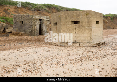 Ancien blockhaus de guerre seconde guerre mondiale, les défenses anti-invasion Bawdsey, Suffolk, Angleterre, RU Banque D'Images