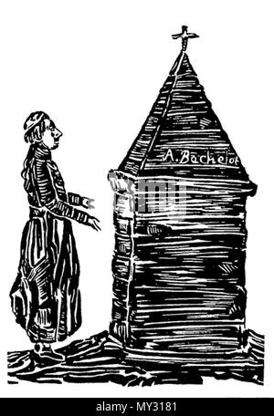 . Anglais : visite de L'Abbé Maigret à la tombe des persécutés Bachelot, île de l'Ascension [c.-à-d. Pohnpei ]. Heureux les morts qui meurent dans le Seigneur. L'un des quatre gravures sur bois brut, qui ont été attribués à Jules Dudoit. Montrant la persécution catholique à Hawaii. Supplément au miroir des îles Sandwich contenant un compte rendu de la persécution des catholiques dans les îles Sandwich.. vers 1839. Jules Dudoit (1803-1866) 553 VISITE DE L'Abbé Maigret à la tombe des persécutés Bachelot, île de l'Ascension Banque D'Images