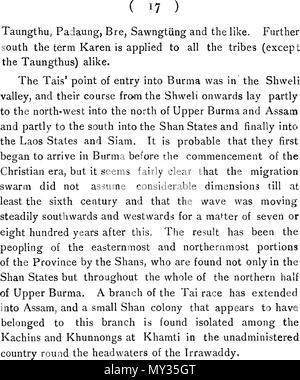 . Anglais : un texte anglais. 1910. C. C. LOWIS, I. S. 523 C : Les tribus de Birmanie - 17 Banque D'Images