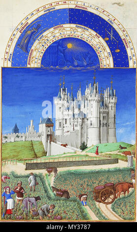 . Septembre, Les Très Riches Heures du duc de Berry (corr. vers.) . 1412/16. Frères Limbourg pour leur patron Jean, duc de Berry TRH 536 corrigé septembre Banque D'Images