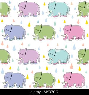 Carte de souhaits avec douche de bébé éléphant Illustration de Vecteur