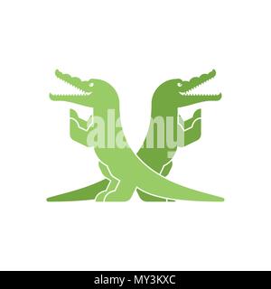 Symbole héraldique de crocodile. Inscrivez-vous pour les animaux des armoiries. Vector illustration d'alligator Illustration de Vecteur