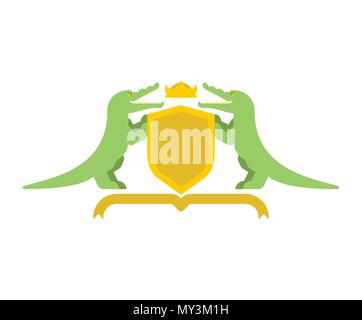 Bouclier et Crocodile symbole héraldique. Alligator Royal pour des armoiries. Vector illustration Illustration de Vecteur