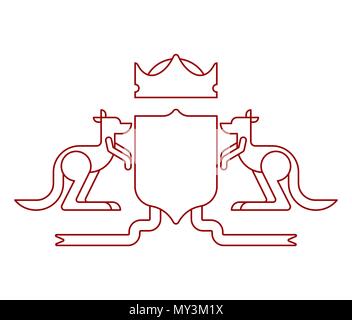 Kangourou et d'un symbole héraldique de l'écran. Royal australien emblème national. Armoiries de l'Australie. Vector illustration Illustration de Vecteur