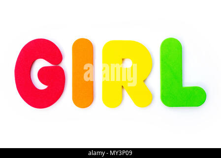 GIRL énoncés avec lettres de couleur. Banque D'Images