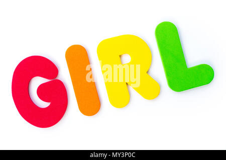 GIRL énoncés avec lettres de couleur. Banque D'Images