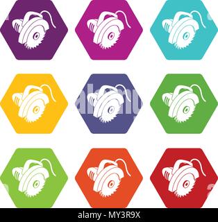 Scie circulaire icons set 9 vector Illustration de Vecteur