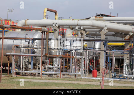 CONSTANTA, Roumanie - le 19 mai 2018 Détails : avec l'équipement dans une raffinerie de pétrole Banque D'Images