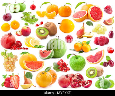 Collection de fruits isolé sur fond blanc Banque D'Images