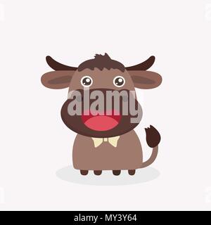 Cute cartoon buffalo. Illustration de Vecteur