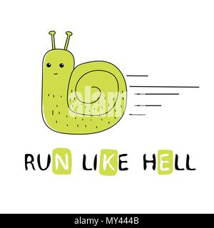 Imprimer avec bébé escargot. Graphique dessiné à la main pour typographie poster, t-shirt, une carte Illustration de Vecteur
