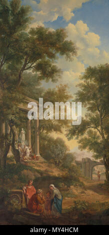 . Nederlands : Arcadisch liens rencontré landschap een tempel en op de voorgrond zittende een oude man. huile sur toile. 325 × 160,5 127,9 × 63,1 cm (in). Amsterdam, Rijksmuseum Amsterdam. . 1771. Créateur:Jurriaen Andriessen 47 Arcadisch liens rencontré landschap een tempel en op de voorgrond zittende een oude man Rijksmuseum Amsterdam SK-A-4854-B Banque D'Images