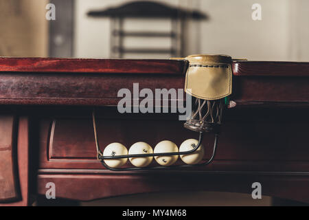 Billard en poche cuir table de jeu Banque D'Images