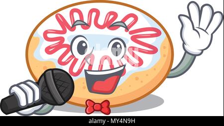 Chantant jelly donut mascot cartoon Illustration de Vecteur