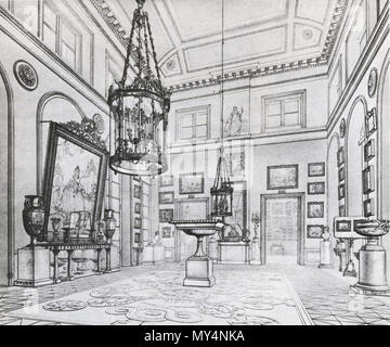 . Anglais : Grand Hall du pavillon nord en Petit Ermitage. Par J. Friedenrech nautiques telles que. 1840 Русский : Большой зал Северного павильона Малого Эрмитажа. Фреденрейха Рисунок. 1840 г. 1840. J. Friedenrech 392 le Grand Hall du Pavillon Nord Banque D'Images